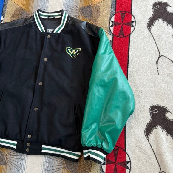 Vintage 90s Wayne State Warriors Steve & Barry’s Bomber Varsity Jacket Medium - Picture 7 of 11